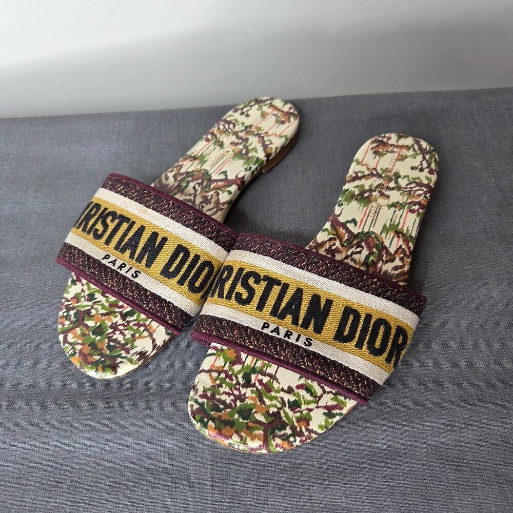 Women's - Dior Dway Slide Sandals EU 35.5 Floral Tapestry w/ Official COA - Picture 3 of 12